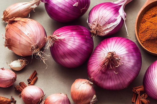 Saisonaler Vegetarier mit roten Zwiebeln