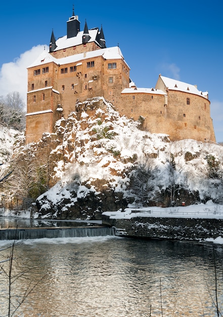 Sajonia, castillo de Kriebstein en invierno