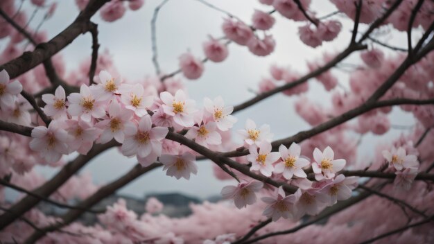 Sakura árbol Sakura flor hermosa Ilustración arte digital Japón