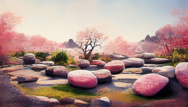 Sakura auf den Felsen