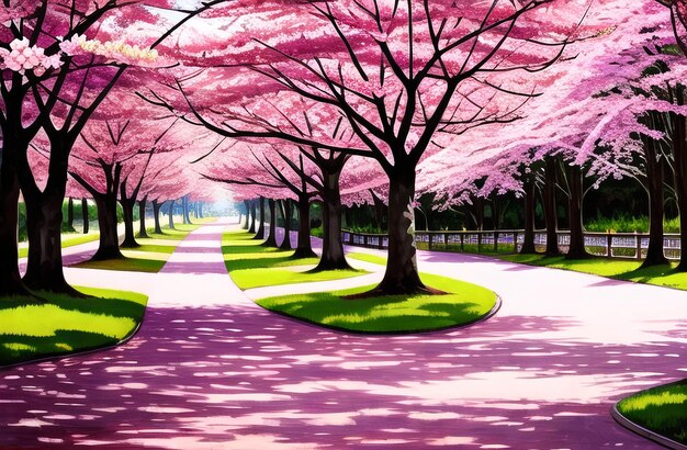 Foto sakura flores de cerezo en primavera japón ai generó arte de pared de lienzo de paisaje de primavera