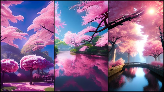Sakura Japan Kunsttapetenkonzept