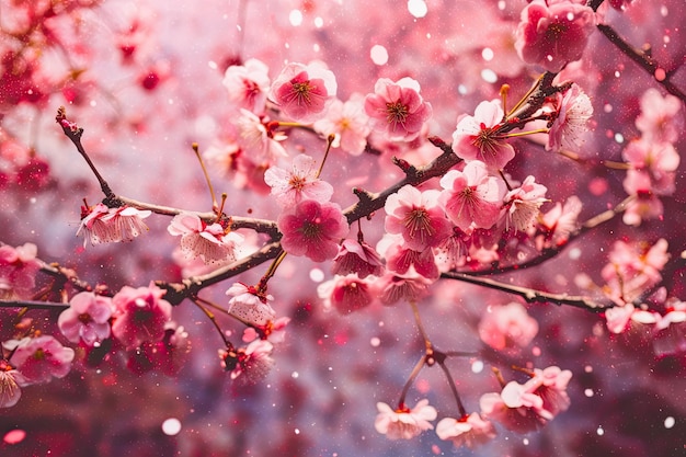 Sakura time ou Hanami O pano de fundo do Sakura é abstrato O nome japonês para as flores de cerejeira i...