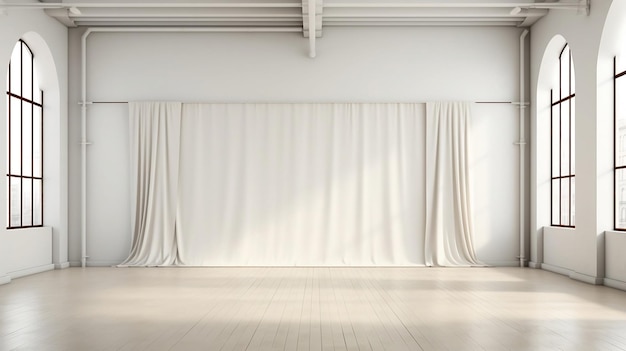 Foto sala blanca con buena iluminación y paredes blancas para ser utilizada como estudio fotográfico creada con ia