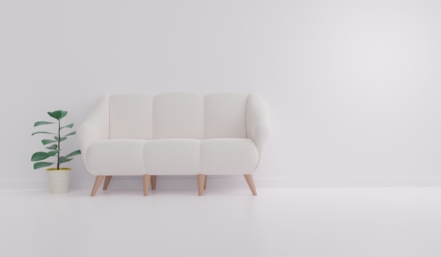 Sala branca com sofá