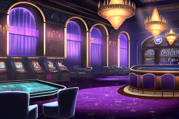 Sala de casino con máquinas tragamonedas
