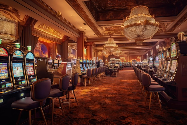 Sala de casino con máquinas tragamonedas