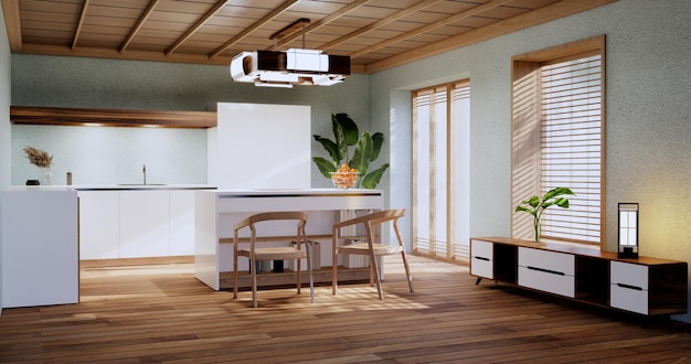 Sala de cocina Mint modern style3D rendering