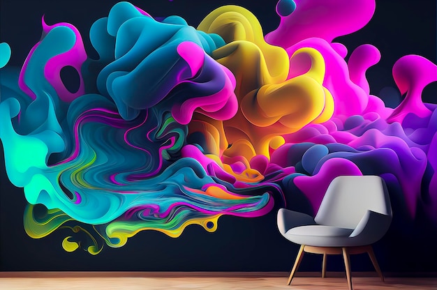 Sala colorida abstrata ilustração 3D renderização em 3D