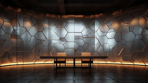 Sala de conferencias tesselada Interior de reuniones en mosaico