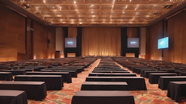 Sala de convenciones desenfocado resumen y fondo seminario sala de lujo borrosa