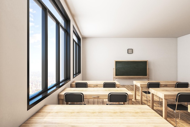 Sala de aula de madeira contemporânea