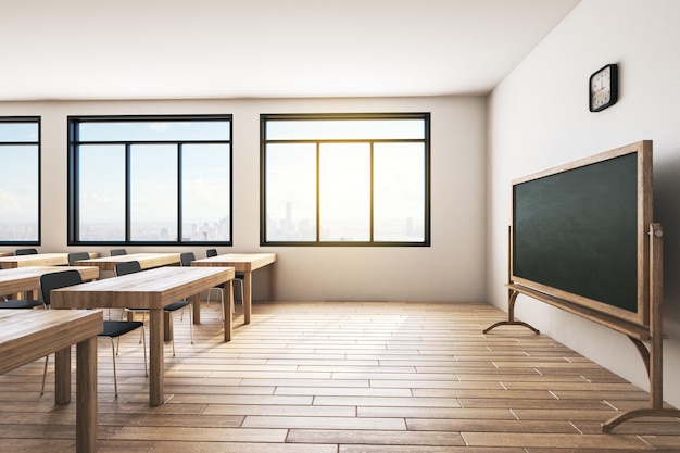 Sala de aula de madeira minimalista