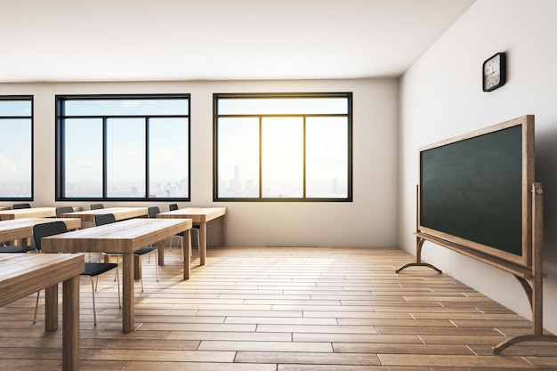 Foto sala de aula de madeira minimalista