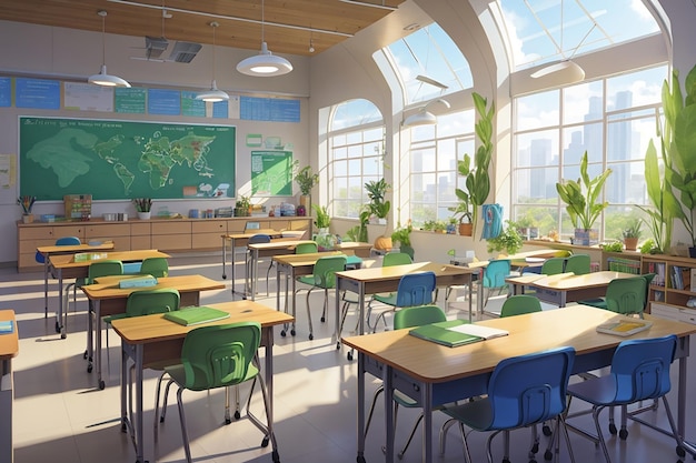 Sala de aula ecológica fornece sustentabilidade em salas de aula futuristas