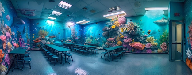 Foto sala de aula o recife de coral, um paraíso educacional subaquático
