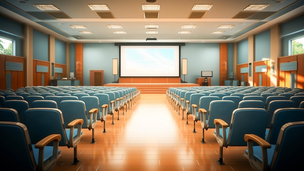 Sala de aula vazia com equipamento de projeção moderno