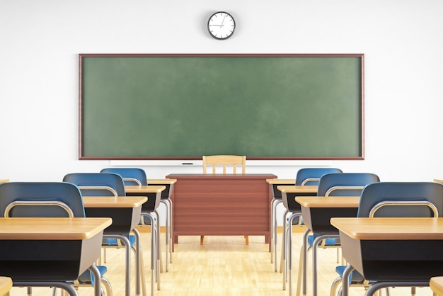 sala de aula vazia de uma escola sem aluno e professor