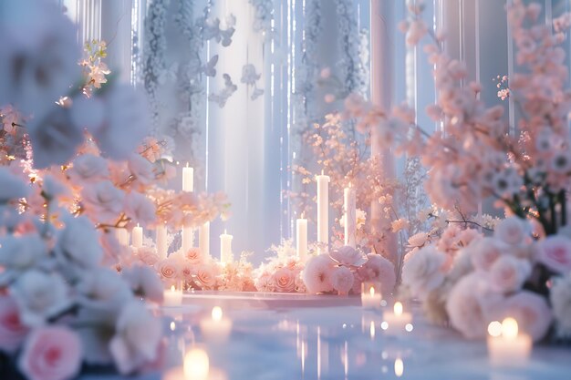 Foto sala de casamento decorada com flores ai gerado