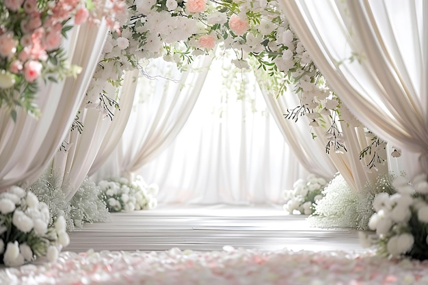 Sala de casamento decorada com flores Ai Gerado