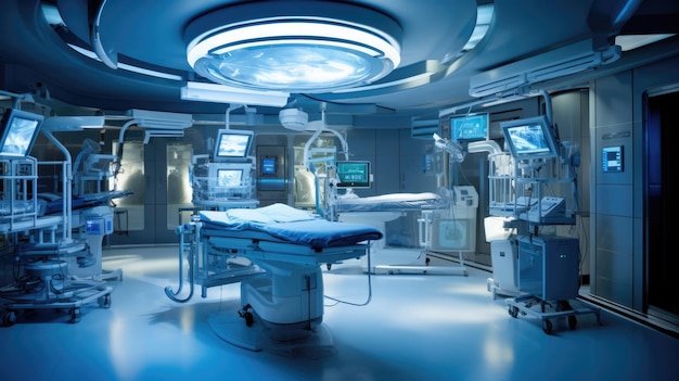 Sala de cirurgia vazia com equipamento médico
