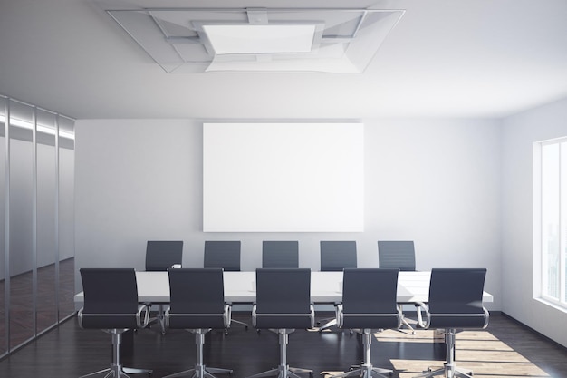 Sala de conferências com pôster em branco