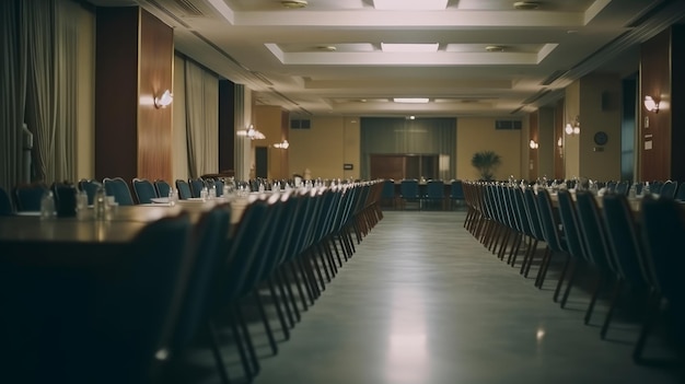 Sala de conferências Uma sala espaçosa equipada com uma grande mesa gerada por IA