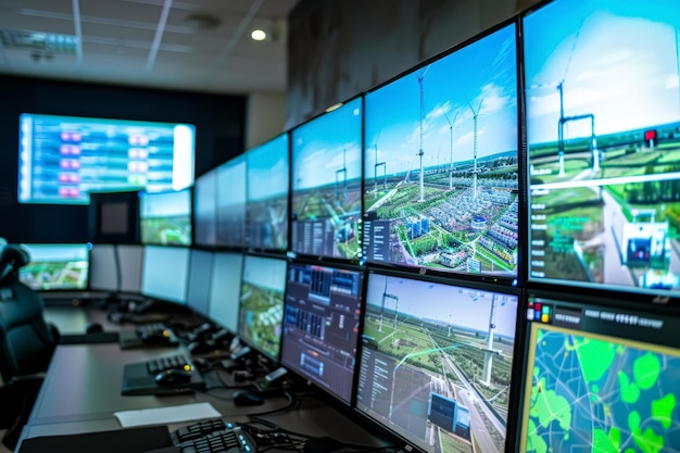 Foto sala de controle de inteligência artificial de alta tecnologia