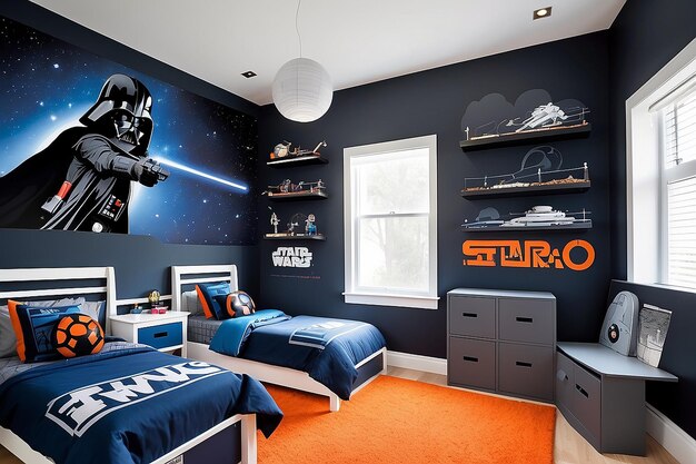 Foto sala de crianças com temática de star wars