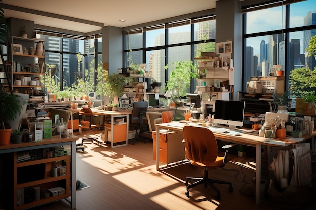 sala de escritório com estilo de casa e startup