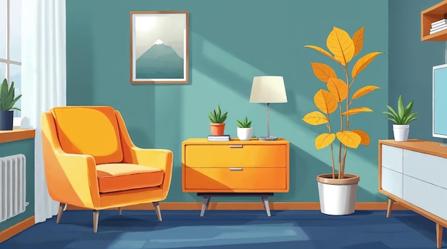 Sala de estar aconchegante e elegante com decoração moderna
