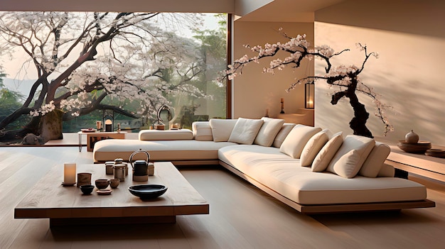 Foto sala de estar com decoração japonesa