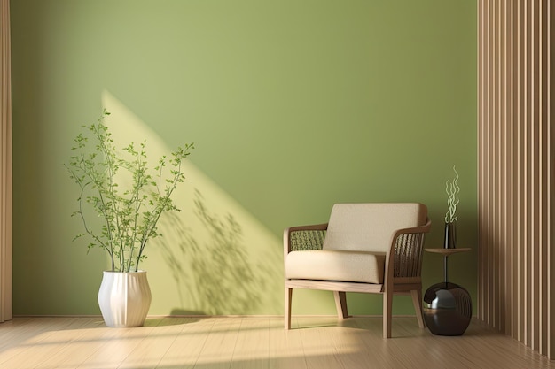 Sala de estar de design de interiores minimalista com estilo de tom bege aconchegante para decorar Generative Ai