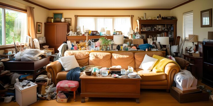 Foto sala de estar desordenada com itens espalhados desordenada, mas aconchegante e convidativa conceito espaço desordenado interior aconchugante decoração da casa desorganizada, mas convidativa design de interiores