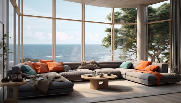 Sala de estar em estilo moderno com Generative AI
