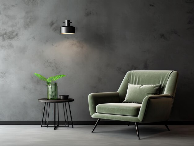 Foto sala de estar interior com cadeira e decorações design escandinavo ia generativa