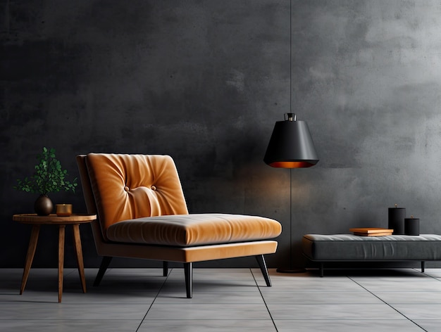 Sala de estar interior com cadeira e decorações Design escandinavo IA generativa