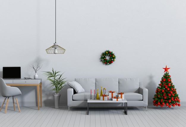 Sala de estar interior de Natal. 3d render