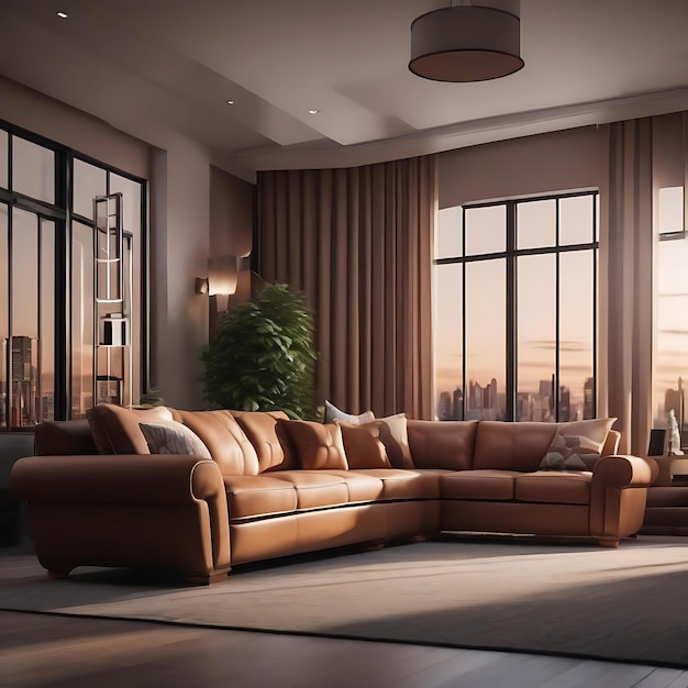 Sala de estar interior moderna com sofá confortável