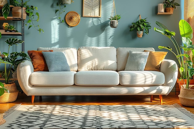 sala de estar minimalista moderna e confortável com ideias de inspiração de sofá