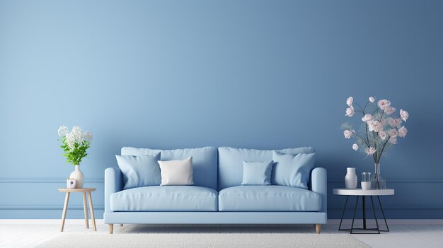 Foto sala de estar moderna azul com sofá elegante