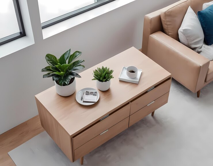 Foto sala de estar moderna com um sofá aconchegante e decoração elegante em um apartamento brilhante e arejado
