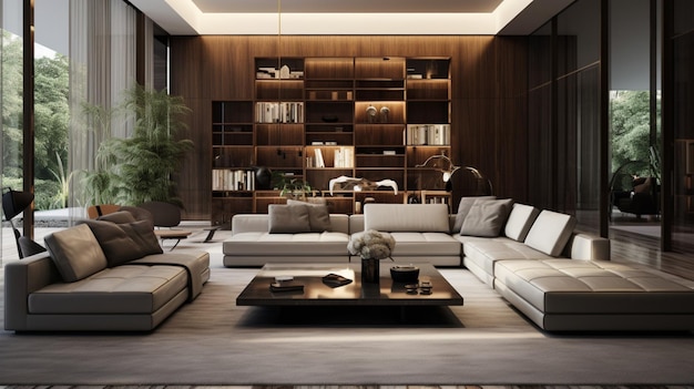 sala de estar moderna e elegante apresenta design luxuoso