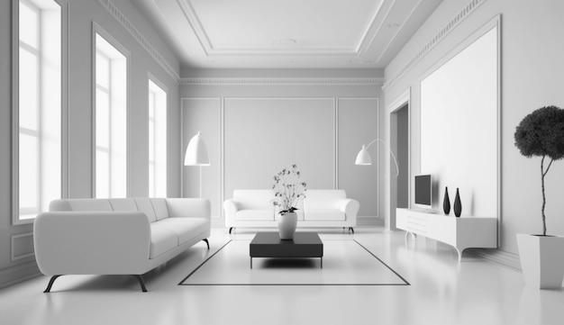 Sala de estar moderna minimalista generativa Ai