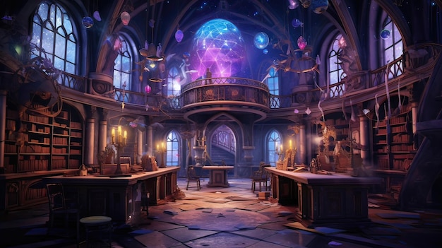 Sala de fuga com tema de feiticeiro Quebra-cabeças de aventura mágica enigmas de magia de fantasia envolvente Gerados por IA