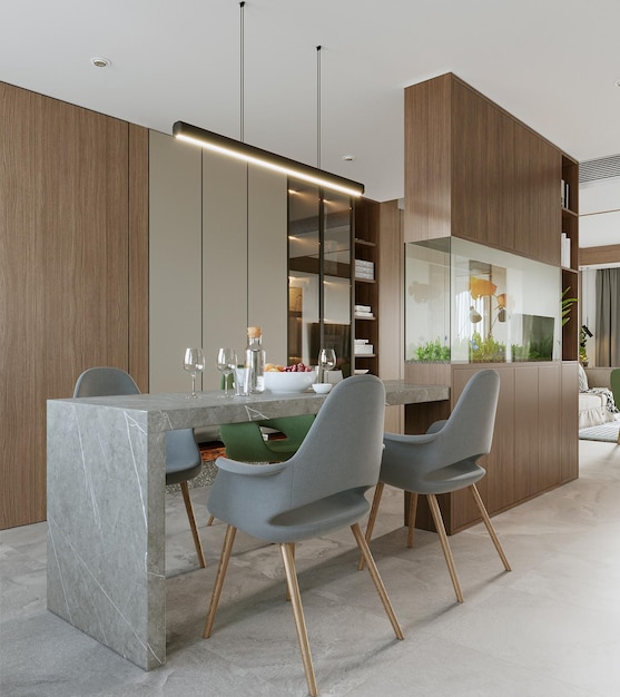 Sala de jantar minimalista moderna