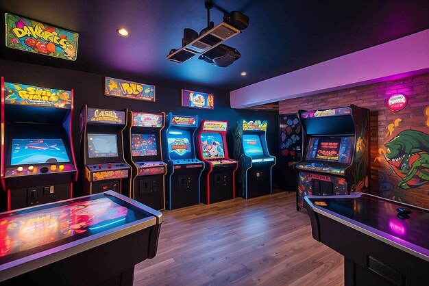 Foto sala de jogos de arcade retro