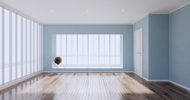 Sala de limpeza, parede de hortelã vazia do quarto moderno no piso de azulejos. renderização em 3D