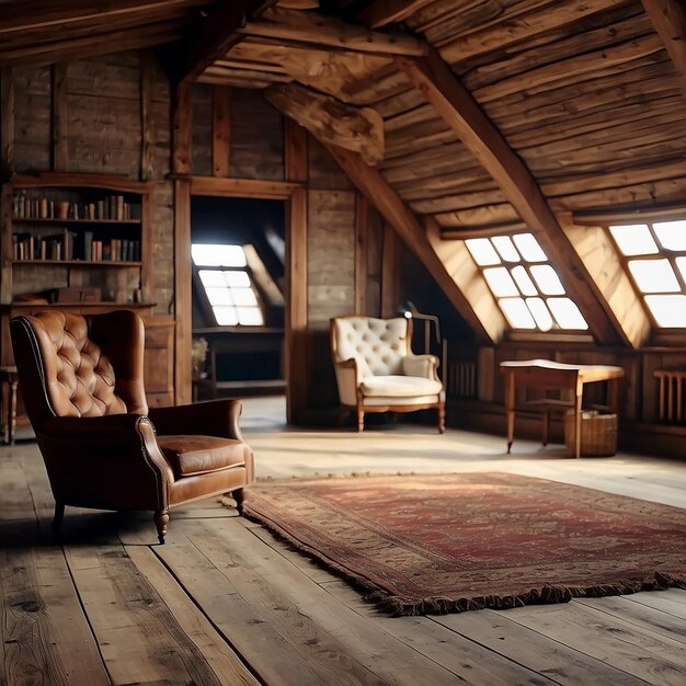 Sala de relaxamento no sótão da casa