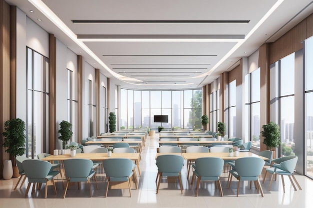 Sala de reuniões de negócios de renderização 3D no prédio de escritórios